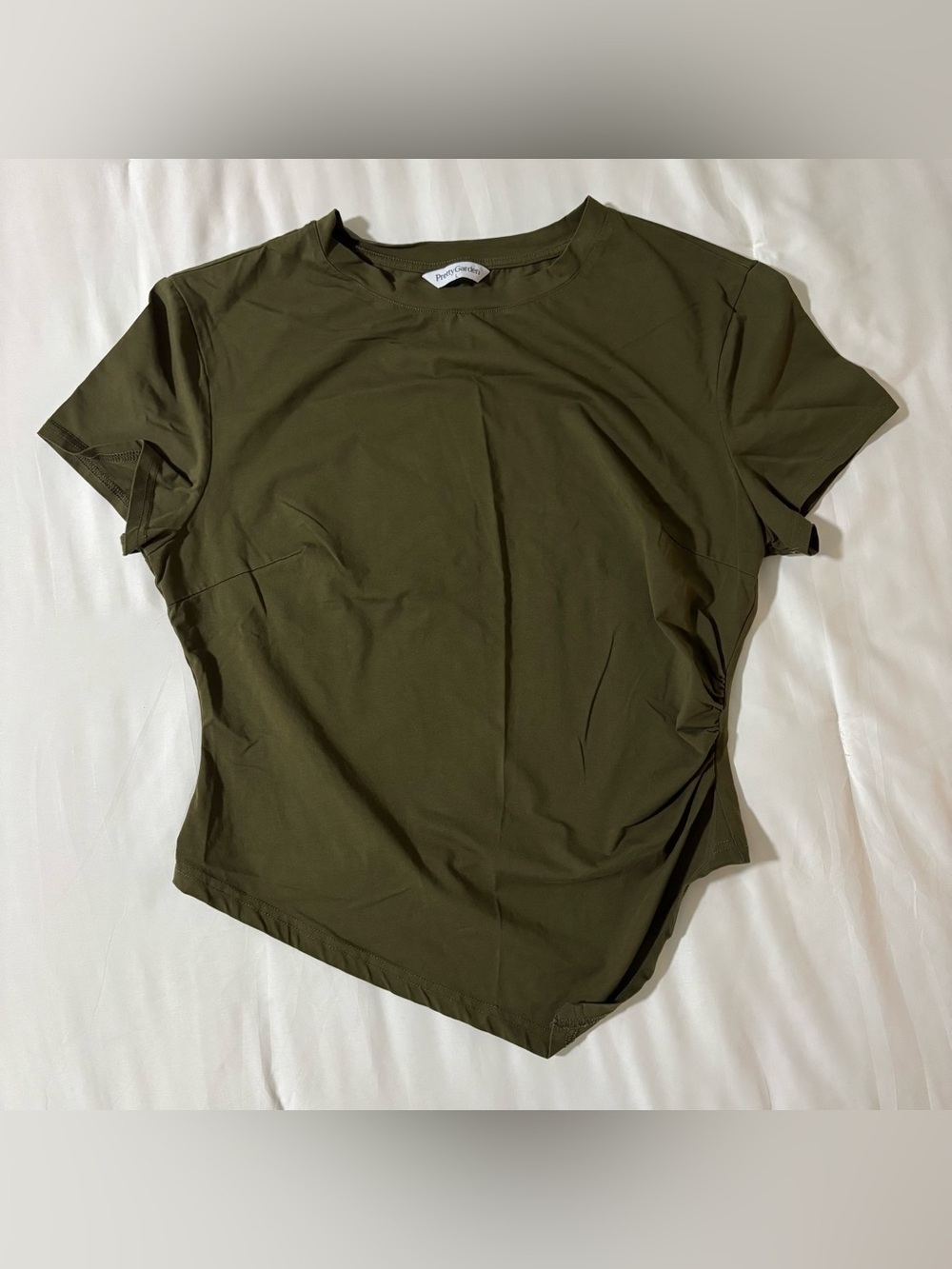 Women's Olive Short Sleeve Tee with Side Detailing